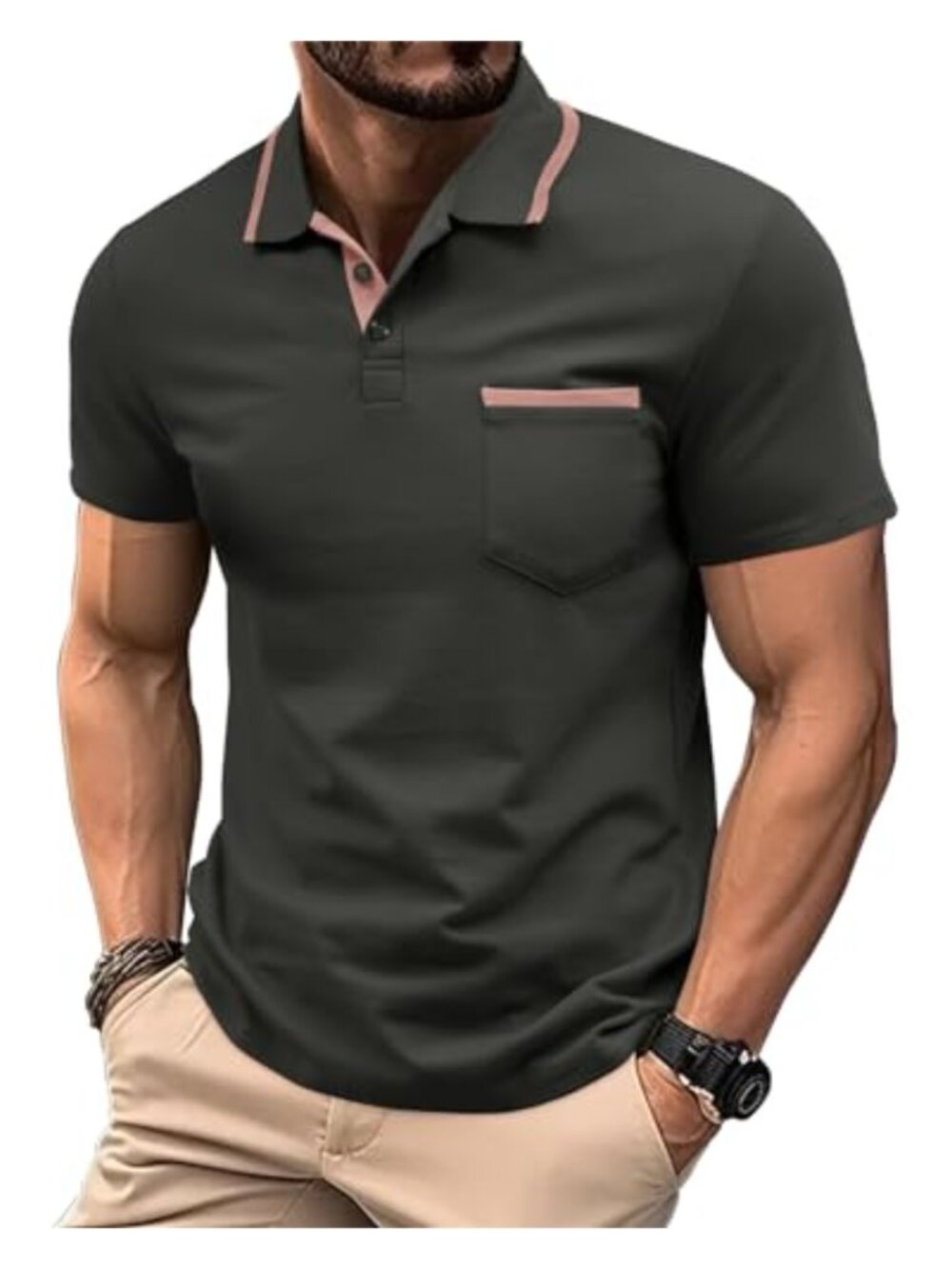 Men's Slim Fit Cotton Blend Short Sleeve Polo Shirt